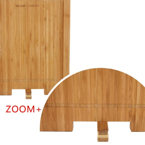HANKEY Cutting Board, Natural Bamboo with Stand, Pizza Cutting Board, Kitchen Board, Round Cutting Board, Antibacterial (Square, 34*26cm)