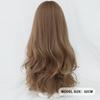 7jhh Wigs Honey Brown Wigs With Neat Bangs High Density Synthetic Loose Brown Hair Wig For Women Daily Use Beginner Friendly
