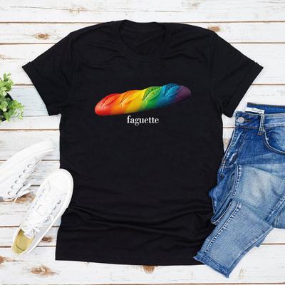 Faguette LGBT T-Shirt LGBT Baguette Shirt Men Women Graphic T Shirts Short Sleeve Pride Tee French Gay Lesbian Tshirt