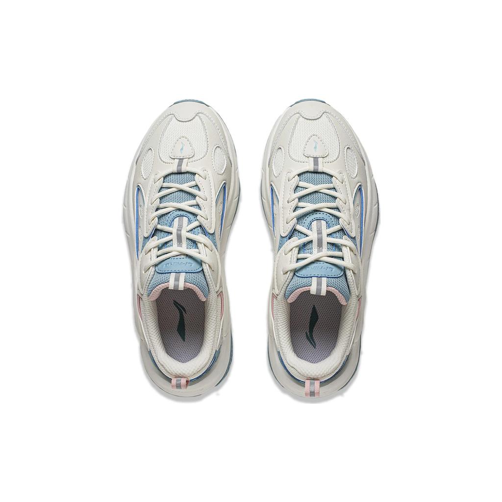 New LiNing Wing Wind Anti Slip Wear Resistant Low Top Casual Shoes Women's White Blue AGCT462-5