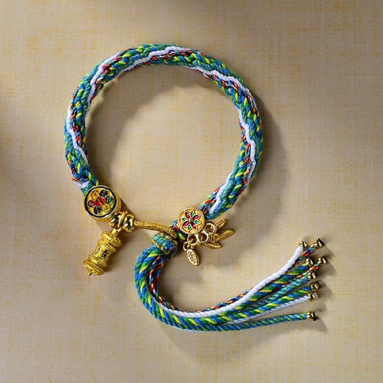 Vibranting Tibetan Handmade Woven Bracelet with Symbolic Patterns Portable Accessory for Festive and Spiritual Event