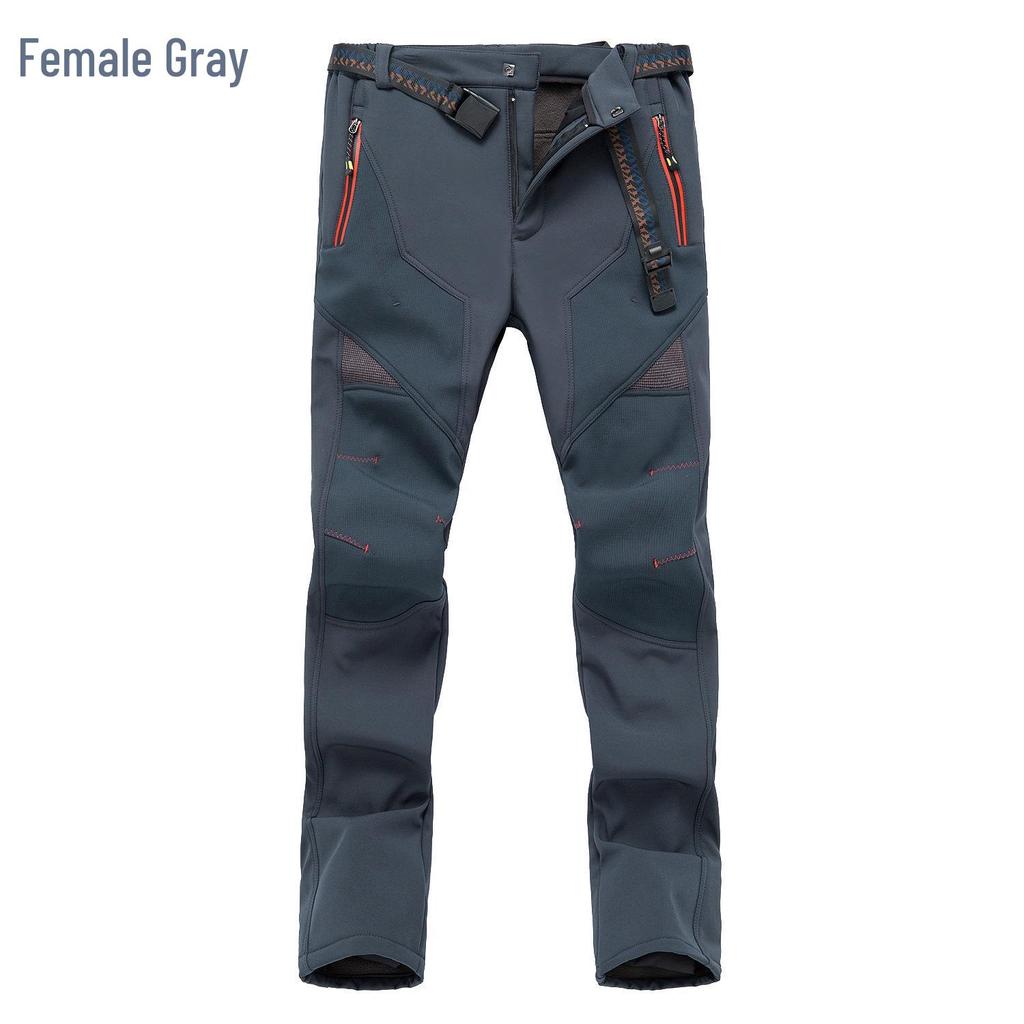 Men's and Women's Plus Size Slim Fit Fleece-Lined Waterproof Windproof Winter Mountaineering Pants