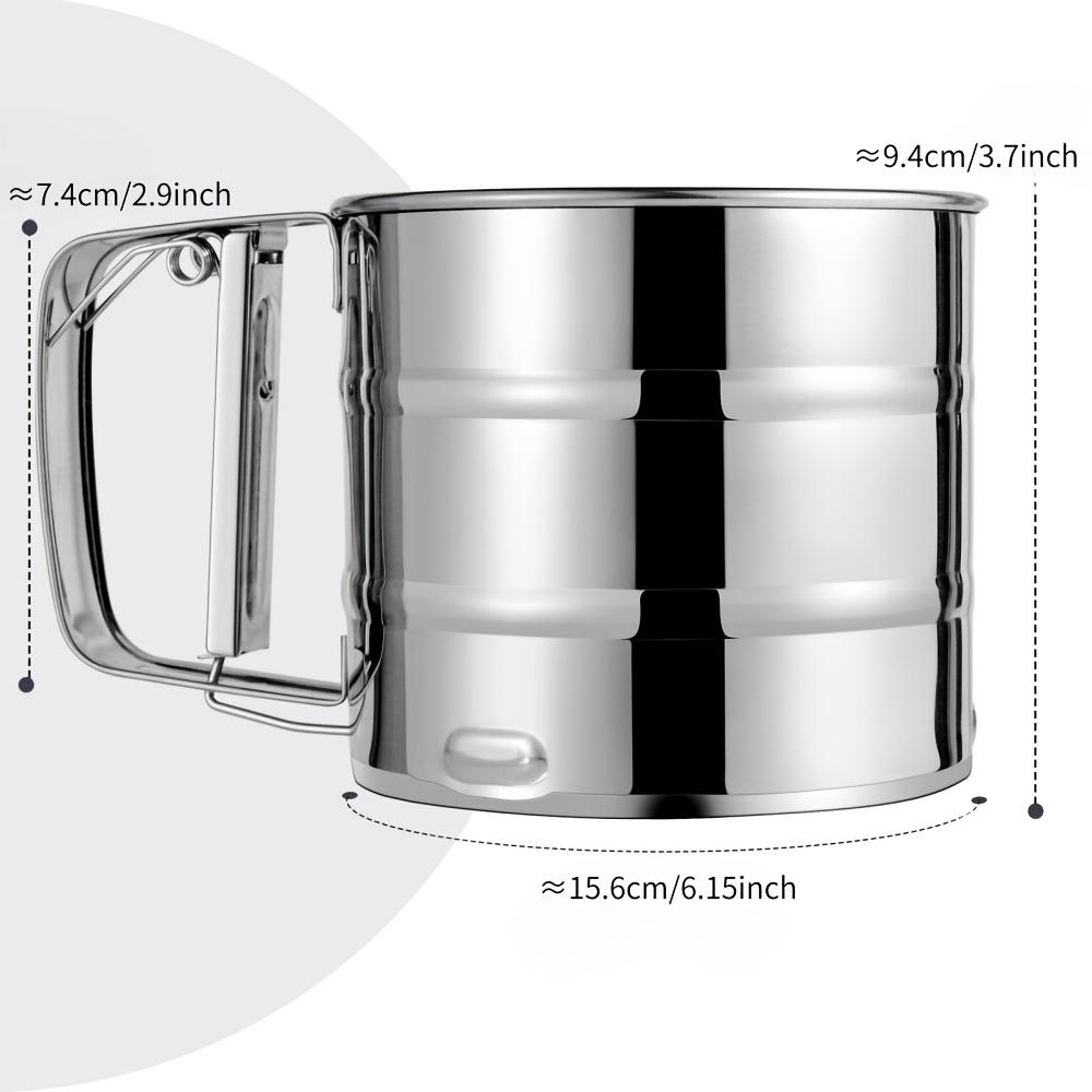 Stainless Steel Double-layer Fine Mesh Flour Sifter, Equipped with a Push-button Crank Design, Easily Shakes Powdered Sugar, Cocoa Powder
