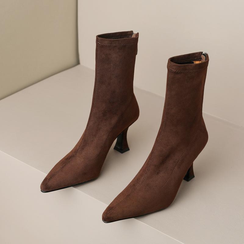 Fashion Spring Autumn Vintage Slimming Women Sock Boots Ladies Concise High Heel Short Botas Zapatos De Mujer