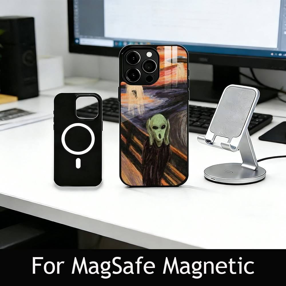 F-Funny A-Alien Phone Case For iPhone17,16,15,14,13,12,11 Plus,Pro Magnetic For Magsafe Wireless Charging