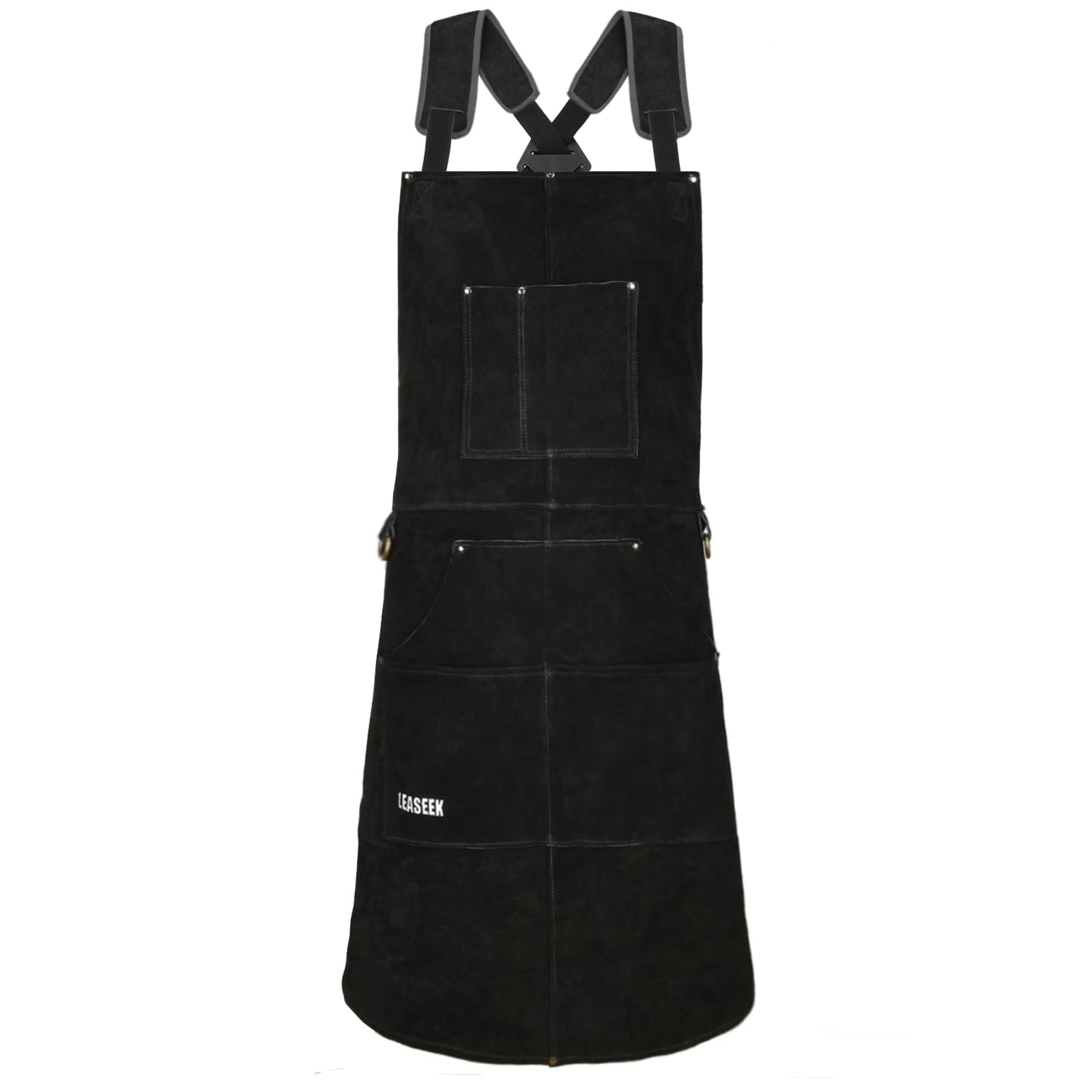 

[LeaSeek] Leather Welding Apron, Heat-Resistant, Flame-Retardant, forging work apron, 6 pockets, unisex
