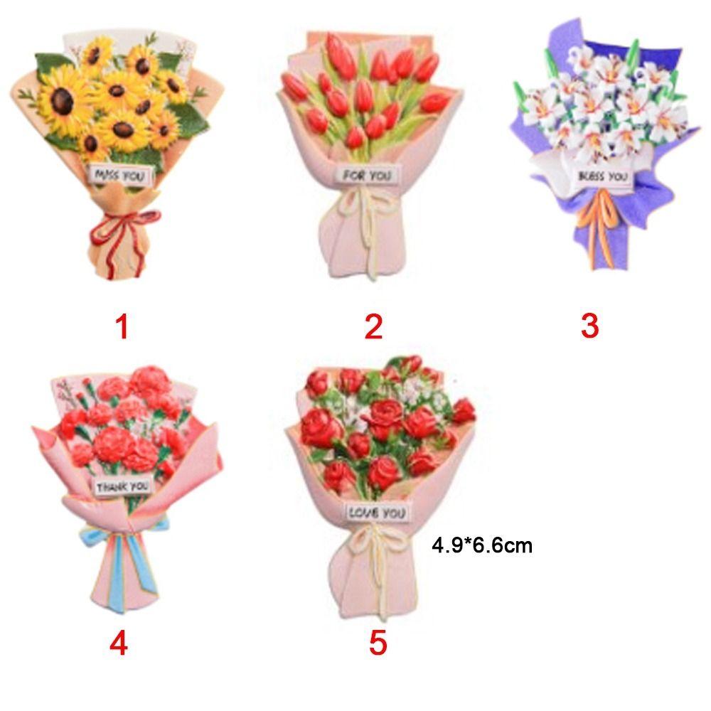 Bouquet Souvenir Cartoon Simulation Sunflower Refrigerator Sticker Roses Flowers Magnetic Stickers