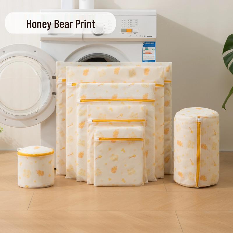 

Bear Print Mesh Laundry Bag - Protective Lingerie Wash Bag Mini 25*30