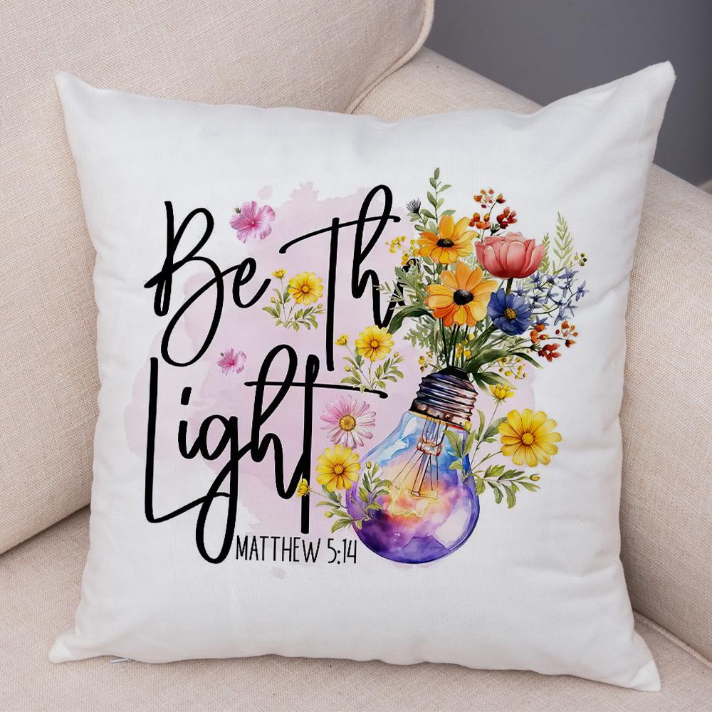 Grow In Grace Flowers Pillowcase Double Print Faith Hope Love Cushion Cover Soft Plush Wildflowers Cross Pillowe Case for Sofa