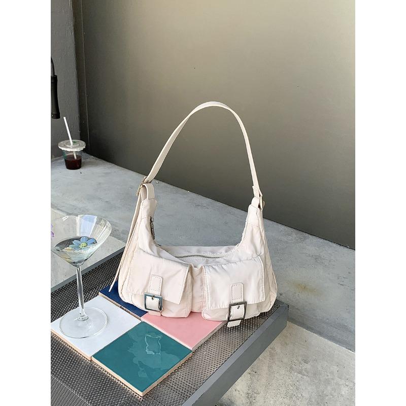 

Niche style underarm bag high-end nylon small square bag versatile fashion casual new portable shoulder bag women белый