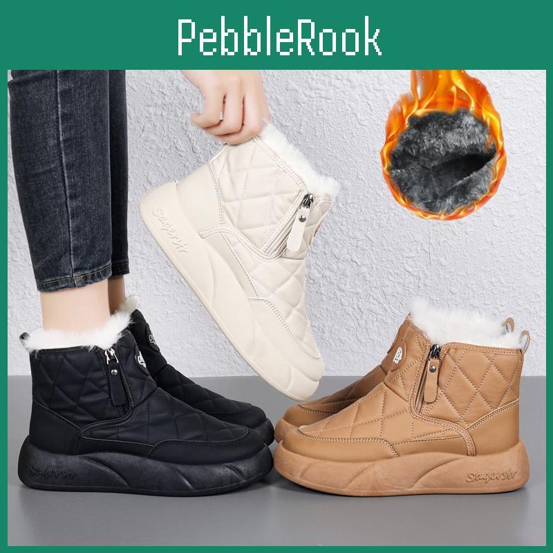 Large Womens 3442 Winter Fashion Plus Velvet Warm Thick Bottom Height Boosting High Top Cotton Shoes Snow Boots Midsole Womens Boots