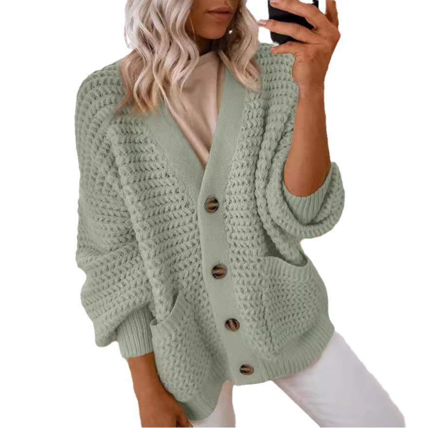 Women's 2024 Casual Chunky Knit Open-Front Cardigan Sweater