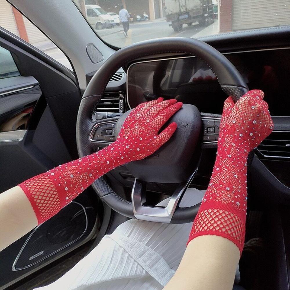 Mesh Long Mittens Party Dress Performance Gloves New Fishnet Gloves  Gift