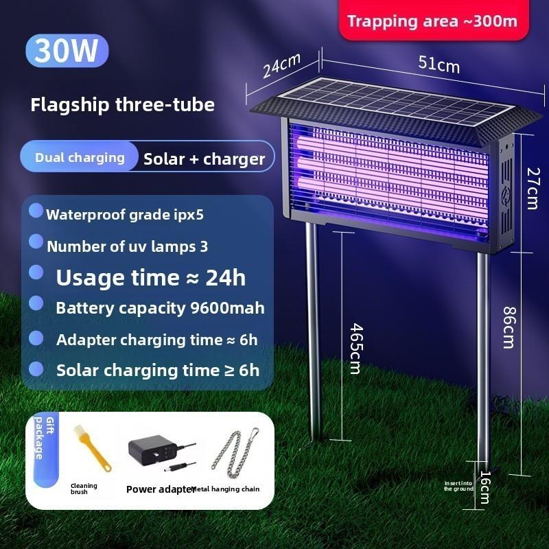 Outdoor Automatic Anti-Mosquito Lamp Waterproof Solar Mosquito Killer Light Courtyard Farm Large Insect Killer Artifact