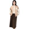 Anta Lifestyle Series Letter Embroidery Color Block Fleece Loose Casual Baseball Jacket Women Jacket Camel Milk-Tea 162348705-3