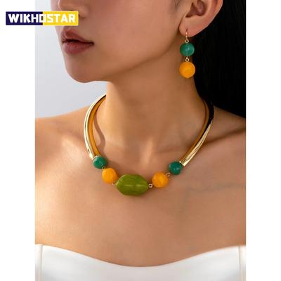 Elegant Summer Exaggerated Style Versatile Women's Jewelry Choker and Earrings Set