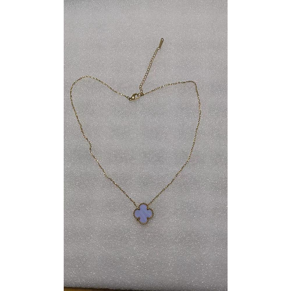 Collier double face en titane 18 carats avec trèfle à quatre feuilles porte-bonheur pour femme, 15 mm