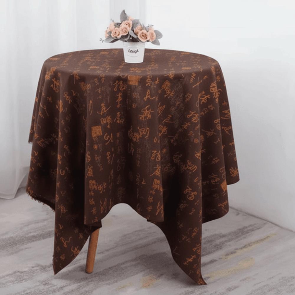 Chinese Character Printed Linen Tablecloth 150×50cm/200×150cm Dust Cover