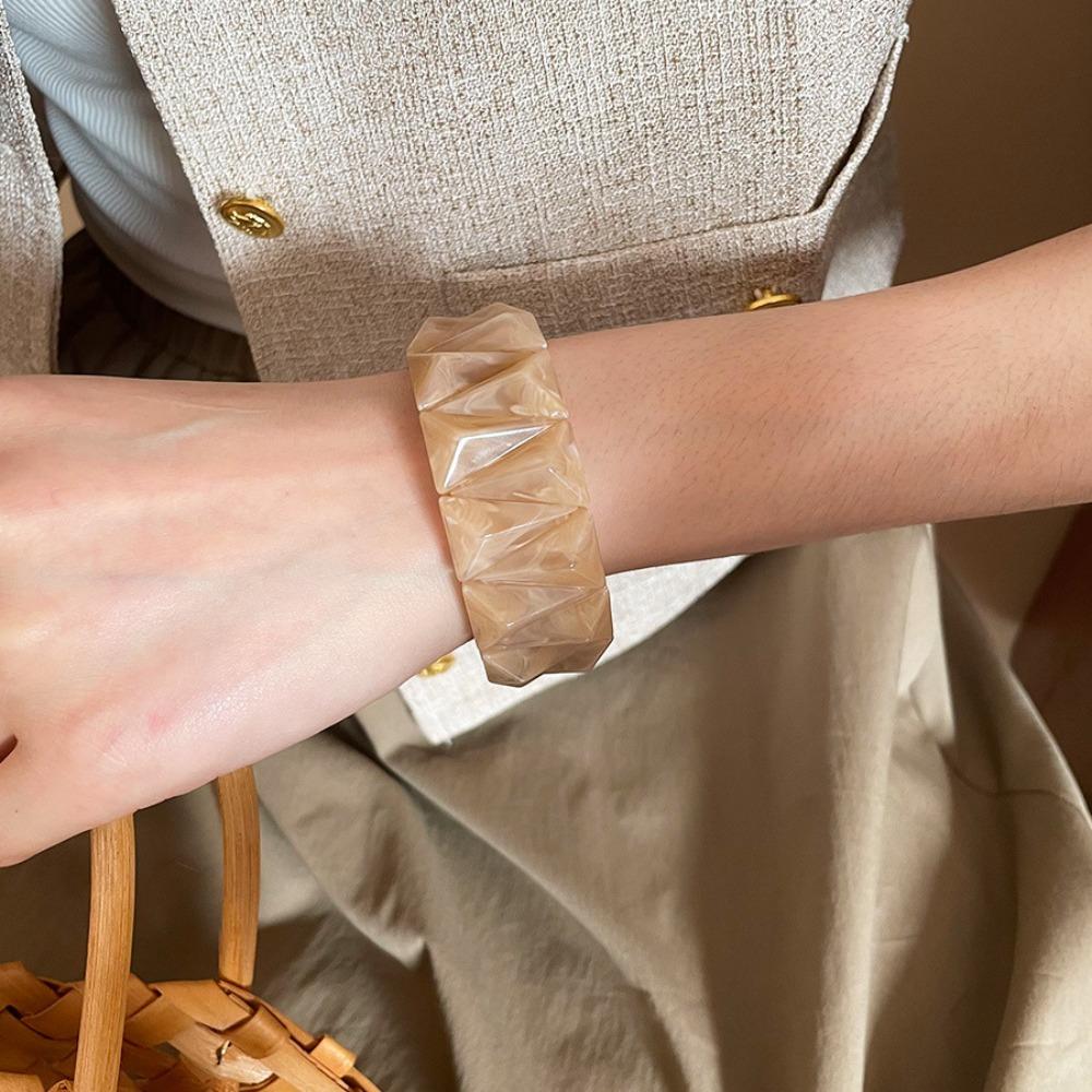 Wide Triangle Irregular Wide Bracelet Smudging Retro Hand Ring Unique Acrylic Bangle  Friend Gift