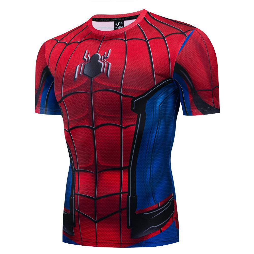 T-shirt de Compression Imprimé Spider-Man 3D Homme Marvel Manches Longues Séchage Rapide Hauts de Sport 2022