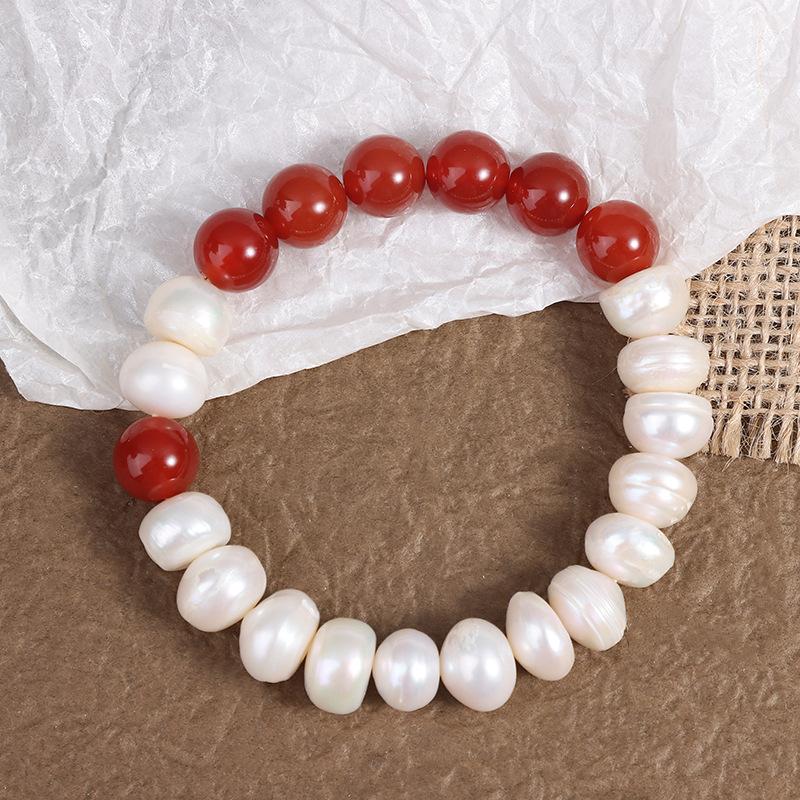 Old Clam Thread Bracelet Agate Natural Pearl Bracelet White Simple Atmosphere