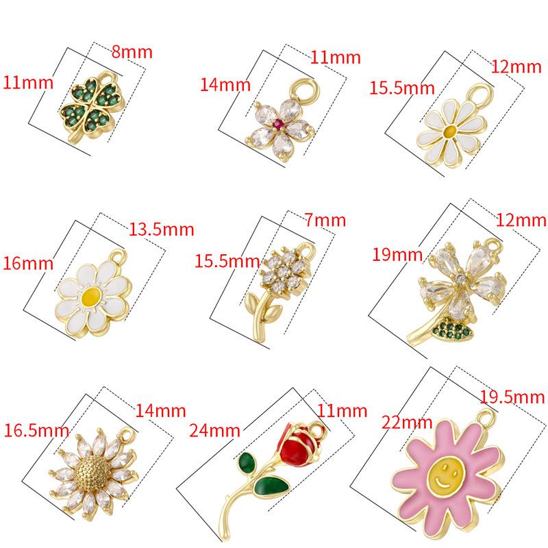 Fresh And Sweet Sunflower Four-Leaf Clover Pendant Rose Smiley Face Daisy Pendant Vd1895-1903