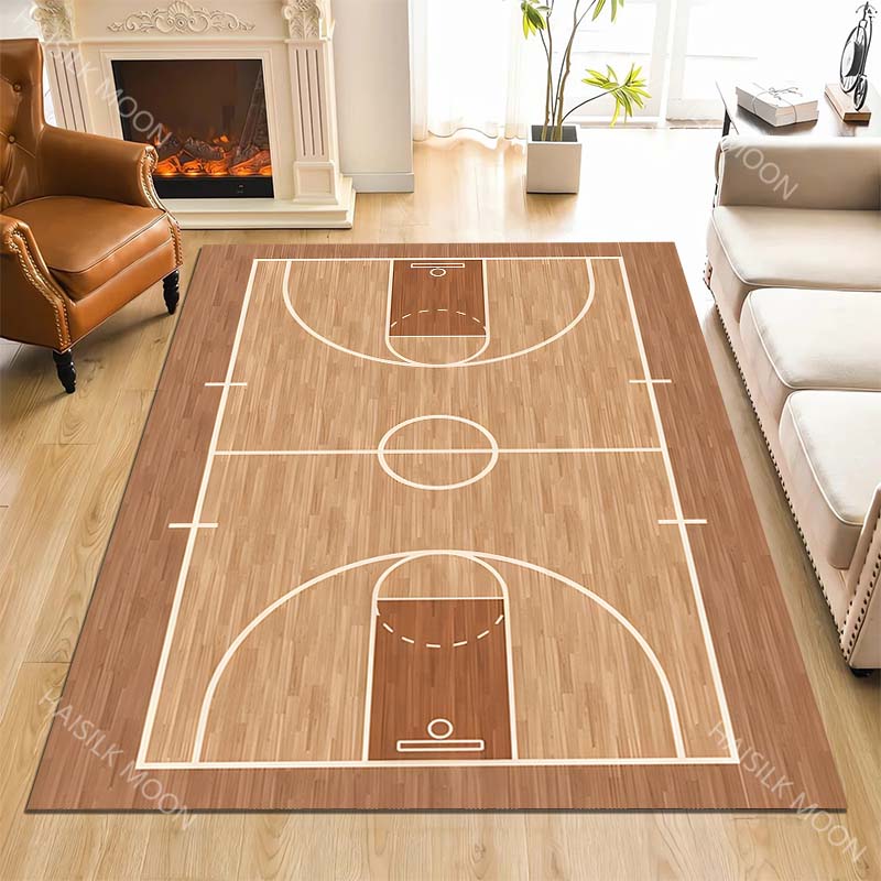 Basketball court wooden flooring Print Carpet Rug for Living Room Bedroom Sofa Doormat Home Decor Non-slip Floor Mat