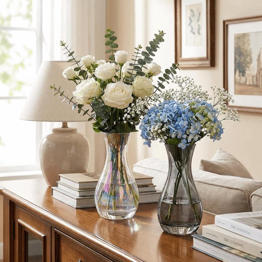 Slanted Mouth Transparent Glass Vase Water Droplet Shape Bud Vase Hydroponic Flower Vase Wedding