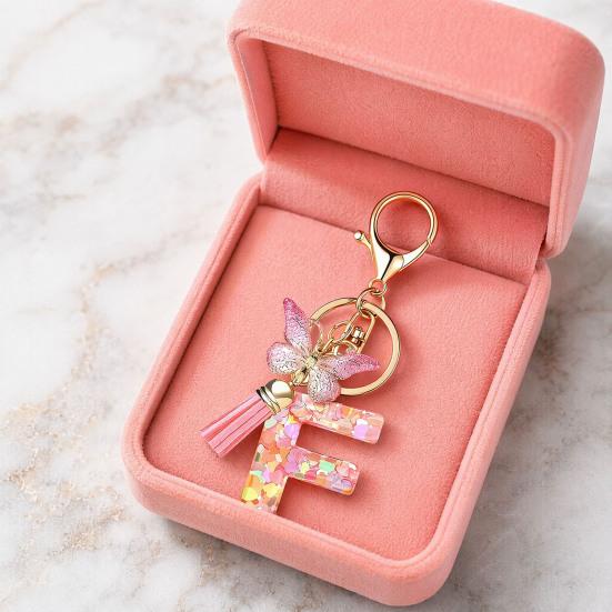 Heart Keyring Keychain Pendant Epoxy Resin Pink 10.7 Cm/4.21 In 1 Pc