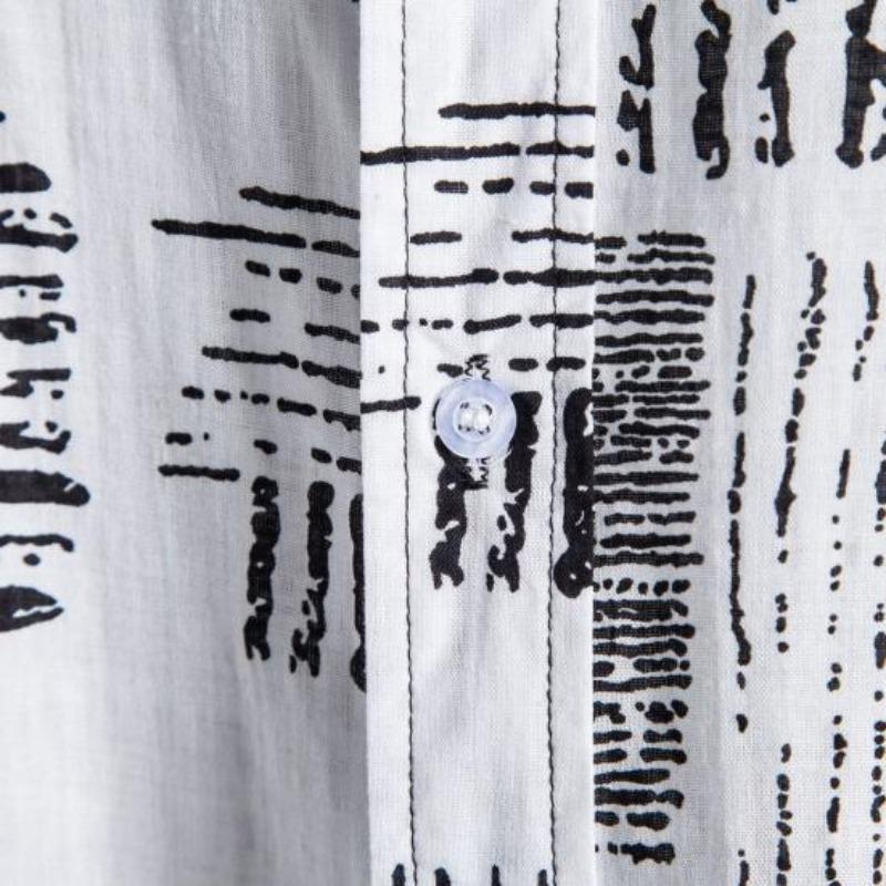 Short Sleeve Men Shirt Turn-down Collar Soft Print Loose Summer  Streerwear