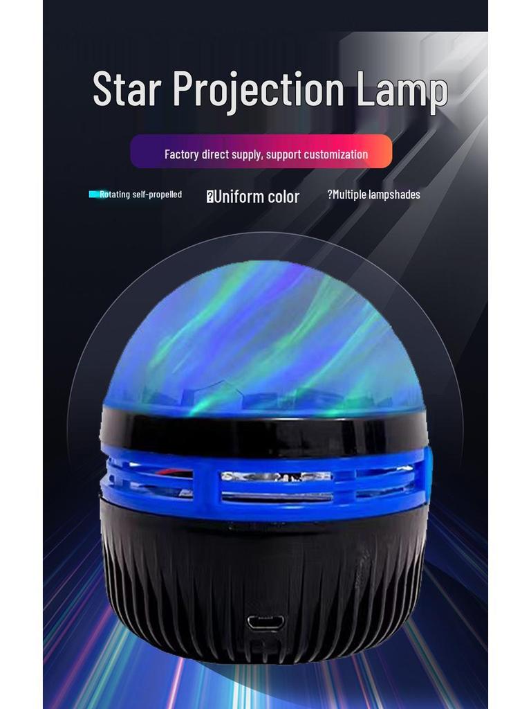 Multicolor Rotating Starry Sky Projection Lamp with Water Ripple Effect