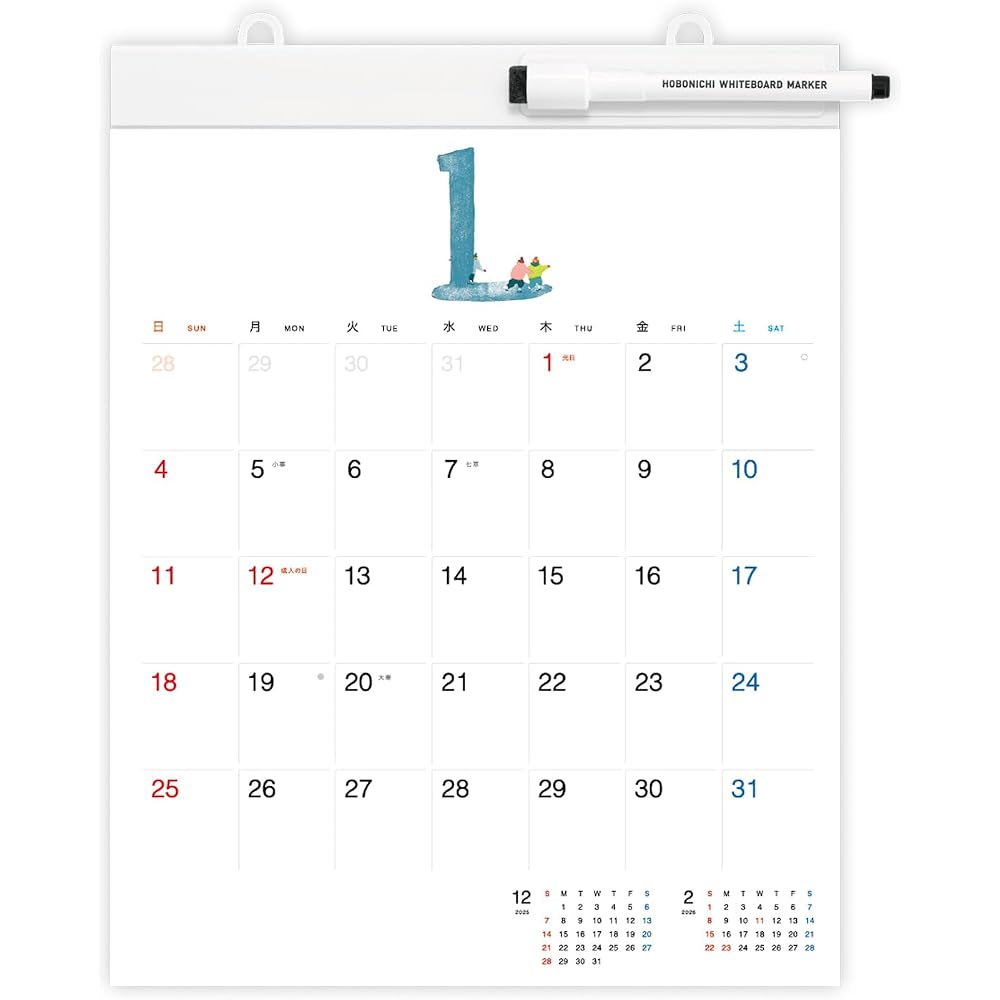 Hobonichi Whiteboard Calendar 2026 Medium Wall Mount