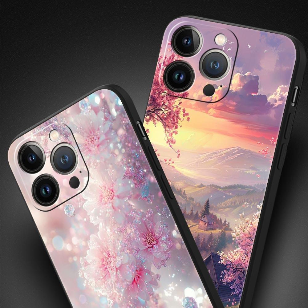 Korean Flower Phone Case Cover for iPhone 17 16 15 14 13 12 11 Pro Max 17 Air Plus Shockproof Soft TPU Shell Fundas Capas Coque