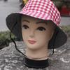 Retro Plaid Bucket Hat Women'S Sweet Lace Up Fishing Hat Summer Sun Protection And Uv Protection Hat