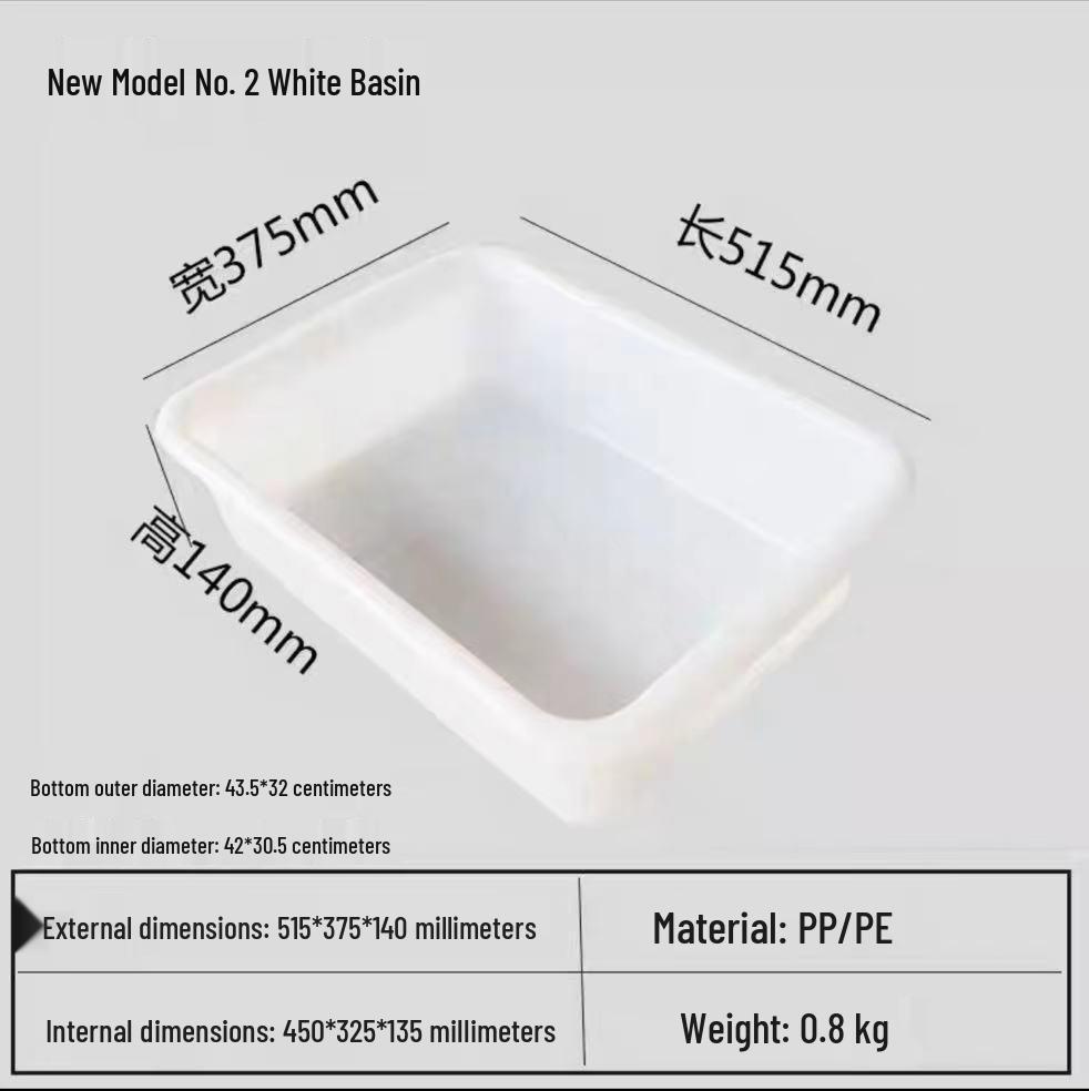 Livsmedelsgodkänd Stor Vit Rektangulär Plastbalja – Förtjockad Akvakulturbricka, Utan Lock