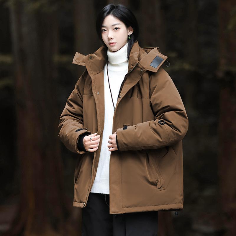Men's and Women's Couple Hooded Down Jacket Workwear Thickened and Warm Trend Winter New Down Jacket Loose Plus Size