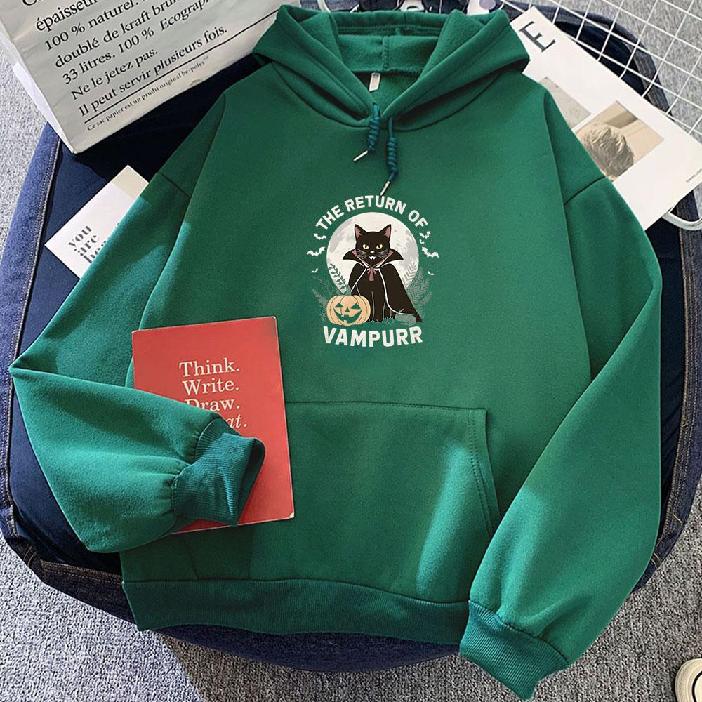 The Return of Vampurr Black Cat Posters Graphic Hoodies for Autumn/Winter Vintage Sweatshirt Funko Pop Clothing Moletom