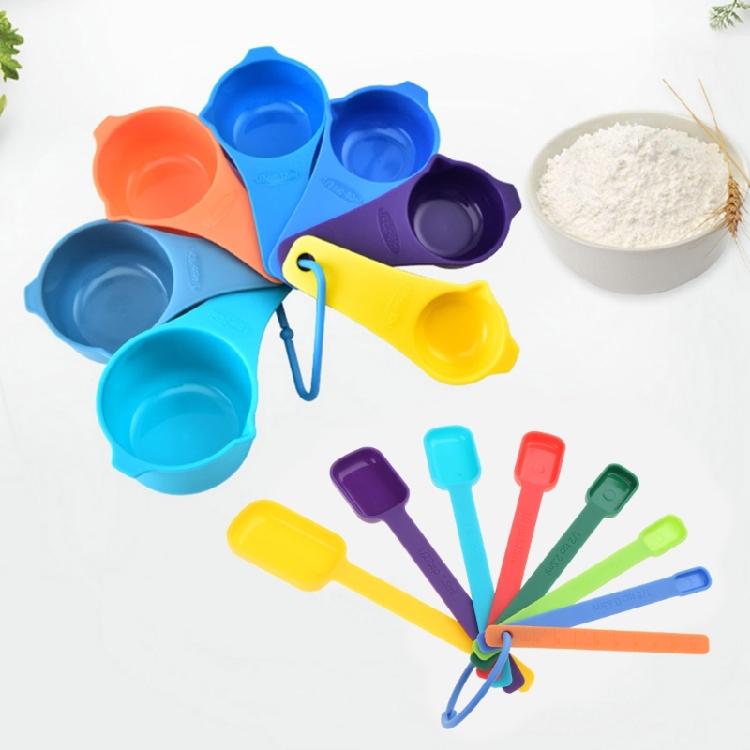 7Pieces Plastic Measuring Cups Measuring Spoons Set Kitchen Measuring Tool Suitable for Baking and Cooking