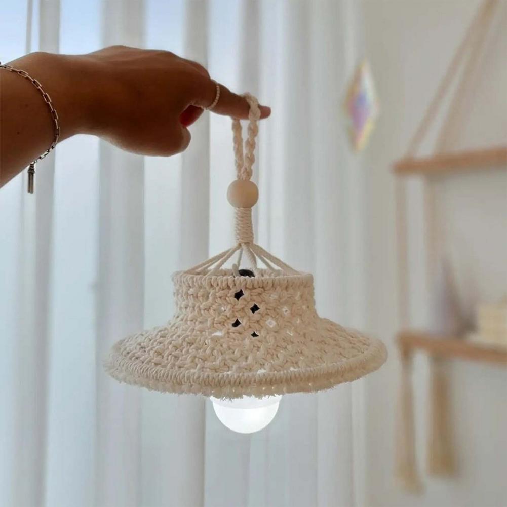 Bohemian Handmade Woven Macrame Lamp Shade Boho Hanging Pendant For Coffee Restaurant Home Wall Decorations Tapestry Lampshade