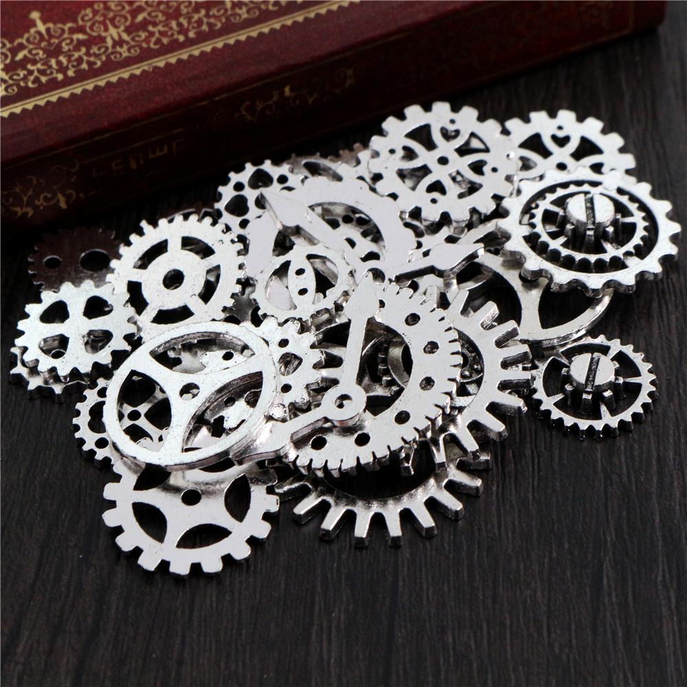 Mix 50pcs Vintage Gear Steampunk Charms Pendant Antique Bronze 8 Colors Fit Bracelets Necklace DIY Metal Jewelry Making