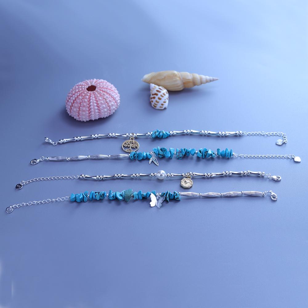 Bijuterii Cadou Brățară din mărgele de pietriș natural Brățări boeme fermecătoare Accesorii din cristal Lanț Mărgele de orez unisex Brățară turcoaz