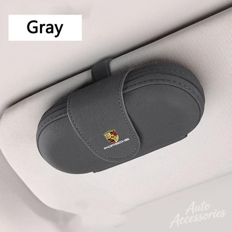 Car Glasses Case Auto Sun Visor Glasses Holder Sunglasses Clip Storage Accessories For Porsche Macan Panamera Cayenne Cayman 911 FU3
