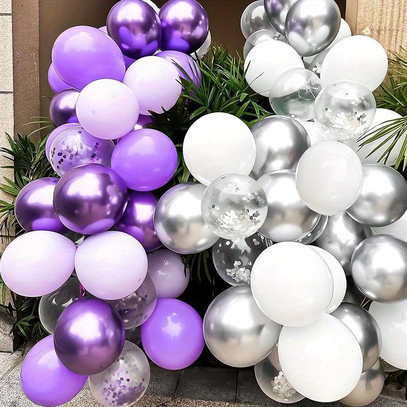 40Pcs Metallic Balloons Pearl Latex Balloon Purple Confetti Balloons for Birthday Weddings Baby Shower Party Decorations