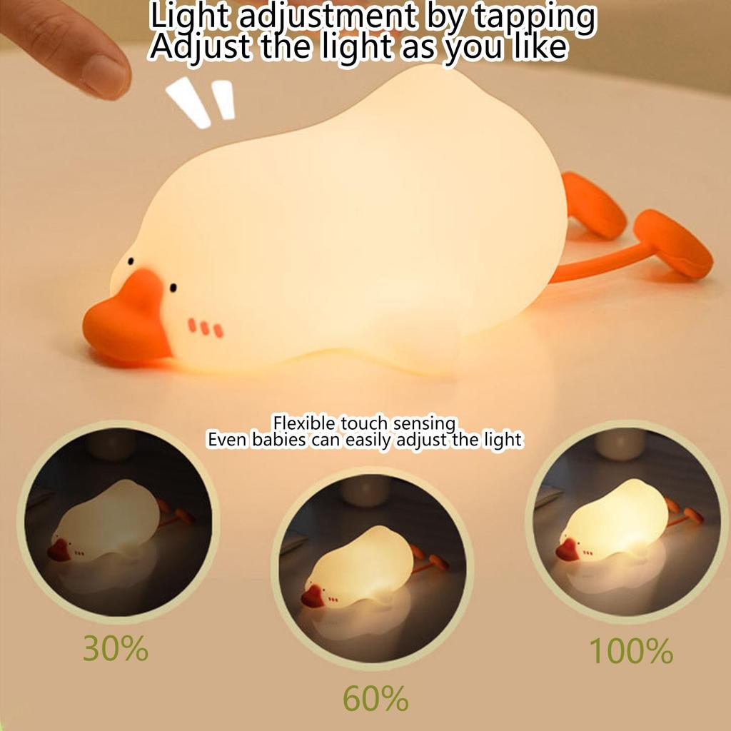 Cute Night Light Adorable Duck Shape With Soft Silicone Funny Night Lamp Dimmable And USB Rechargeable For Living Room Office