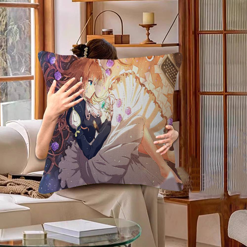 Anime Violet Evergarden Cushion Cover Inches Farmhouse Decor Home Throw Pillow Covers For Couch Decorations