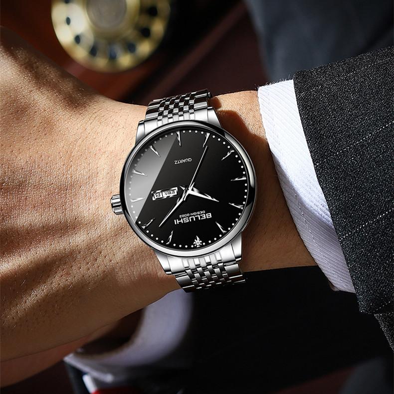 New Top Men's Watch Business Diamond-encrusted Stainless Steel Band Waterproof Fashion Watch Watch Men's Quartz Watch