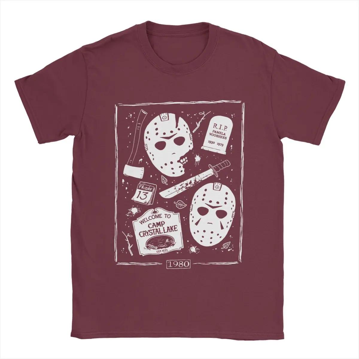 

Мужские футболки с изображением фильмов ужасов Welcome Campers, 100% хлопок, потрясающая футболка с коротким рукавом и круглым воротником, оригинальные футболки XXXXXL бордовый