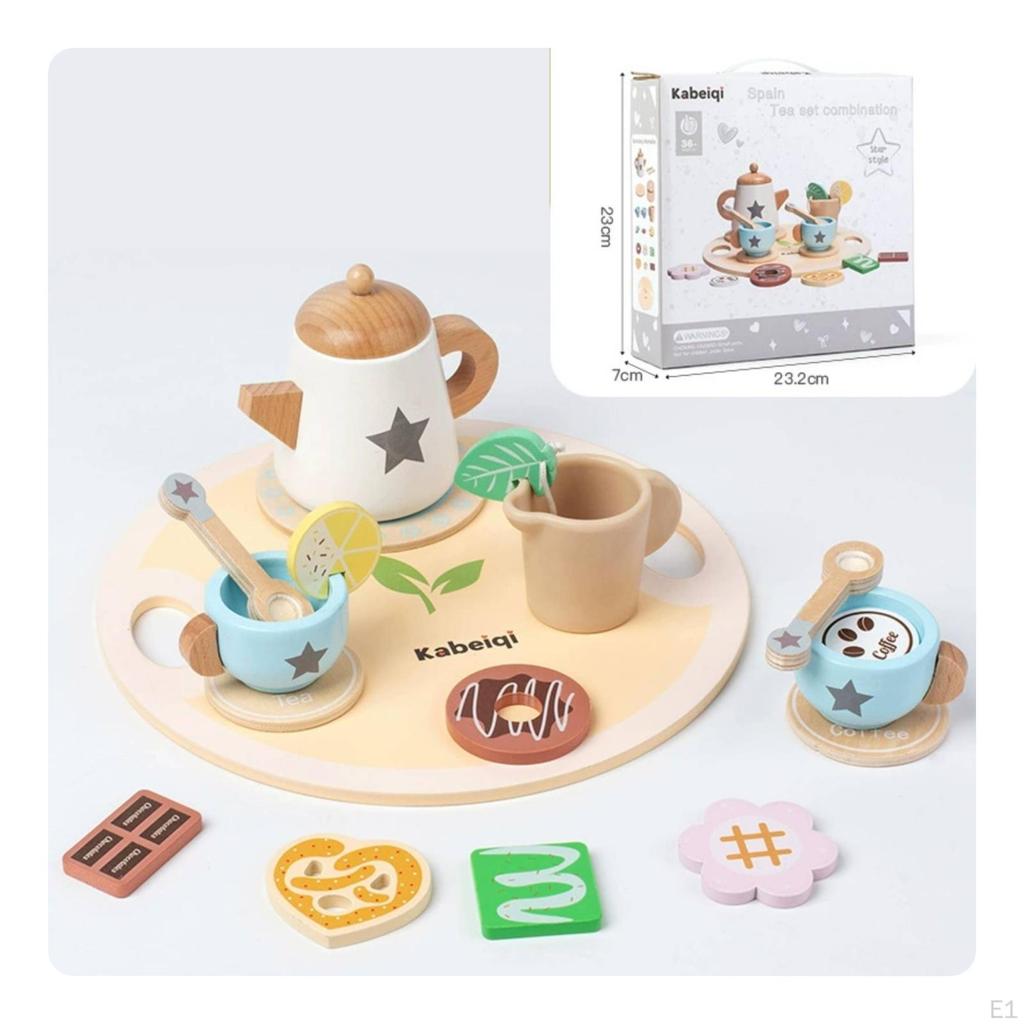 Wooden Pretend Tea Party Set ParentChild Interaction Simulated Design Role Play