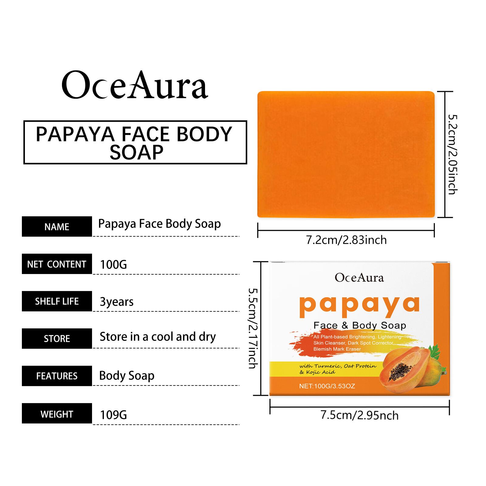 Papaya & Turmeric Body Bar, Smooth Nourishing Skin, Refreshing Fragrance, Gentle Cleansing Soap for Face & Body 100g