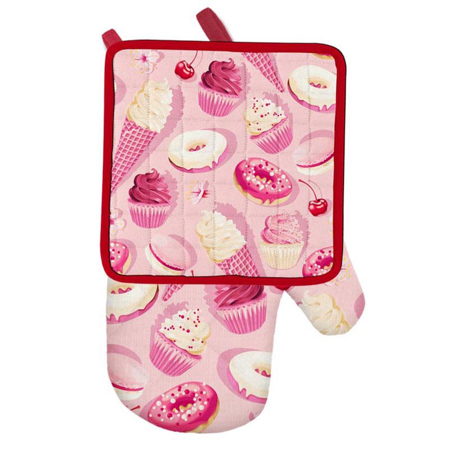 Oven Mitts Gloves and Pot Holders Cute Printed Pattern Heat Resistant Kitchen Glove Hot Pads for Kitchen Cooking Baking Grilling